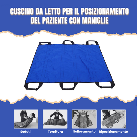 (30% DI SCONTO) Tavola di trasferimento per pazienti con 6 maniglie rinforzate, cuscinetto medico multiuso per letti, anziani