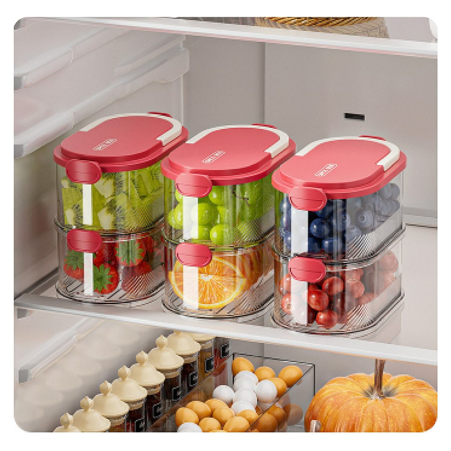 (SCONTO DEL 30%) Recipiente transparente para alimentos empilhável de 4 níveis com vedação hermética