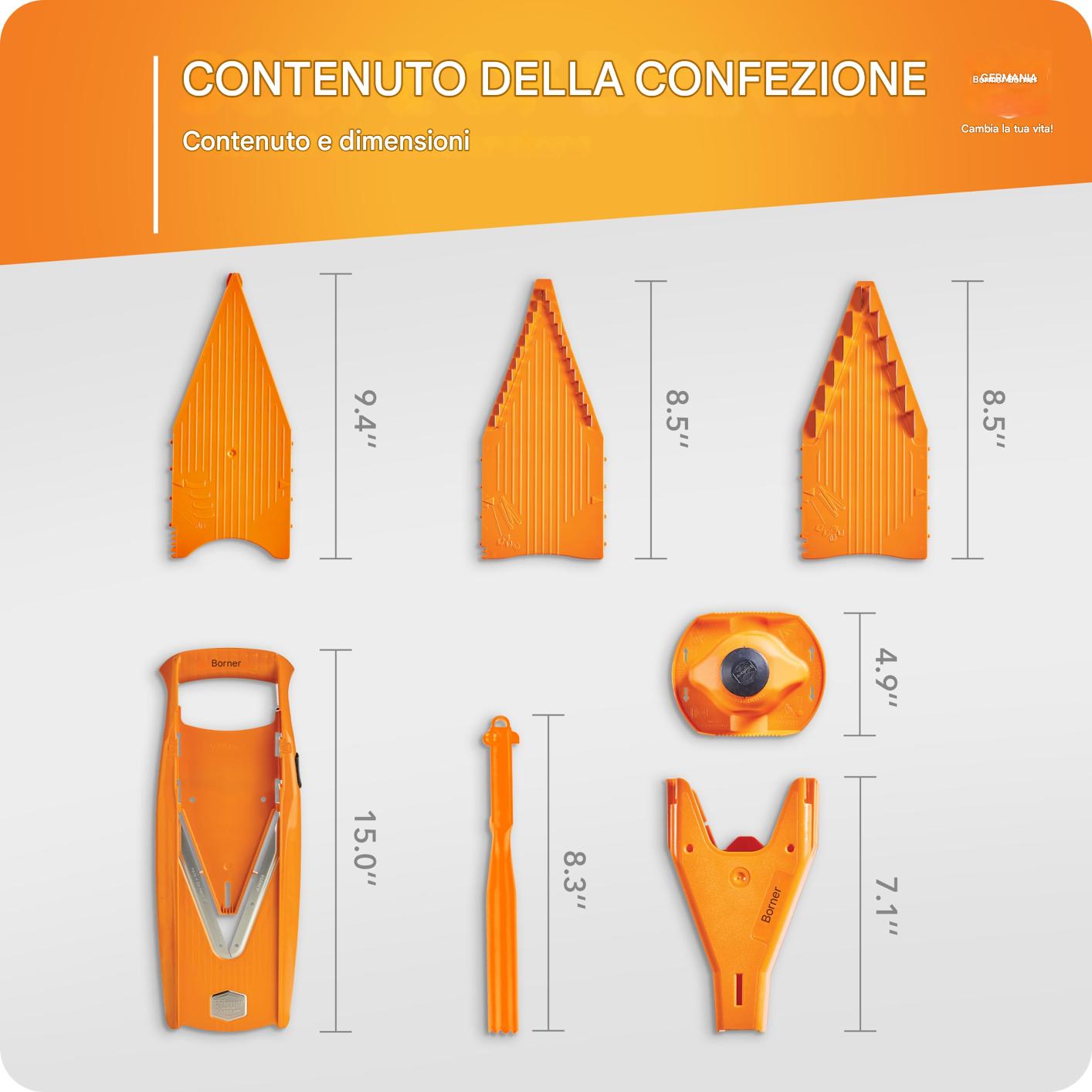 (OFERTA CALIENTE) Affettatrice multifunzionale in acciaio inox a forma di V, taglia frutta e verdura con 5 lame, utensile da cucina