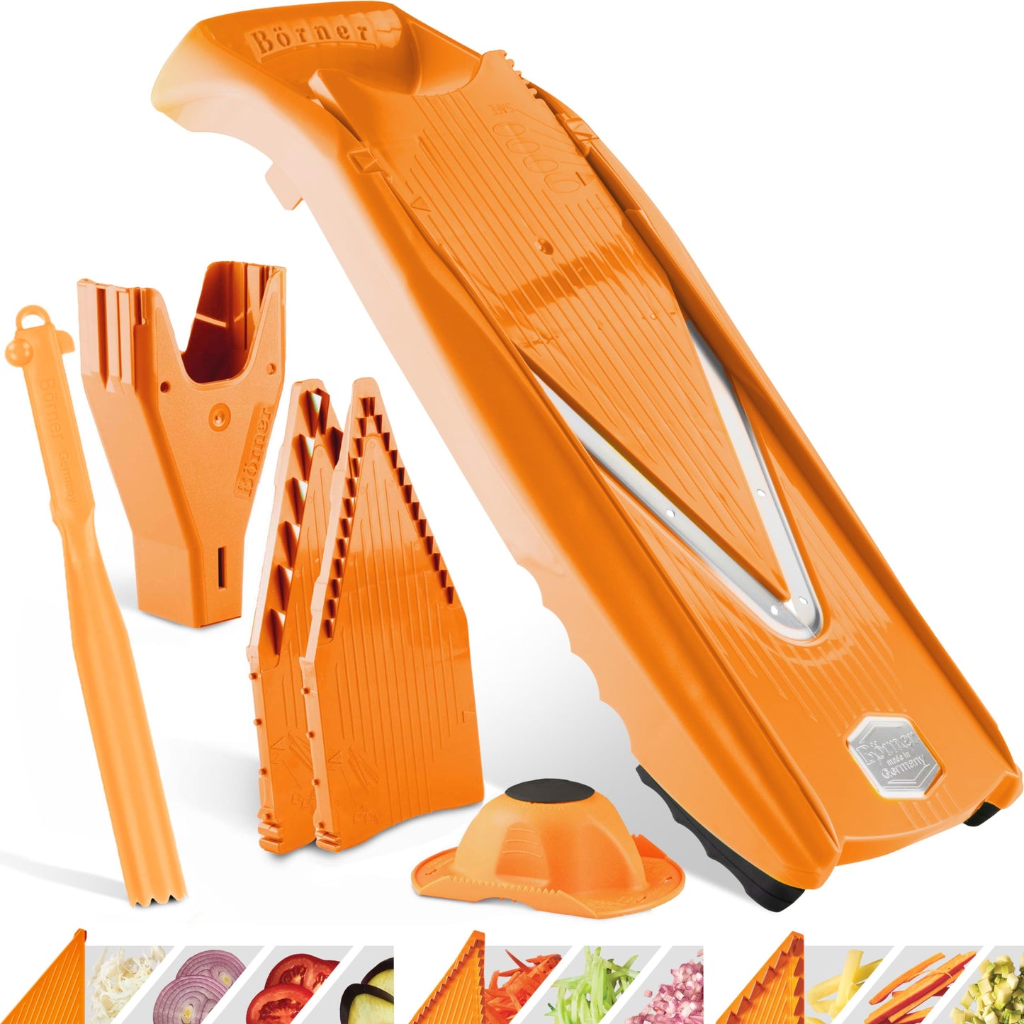(OFERTA CALIENTE) Affettatrice multifunzionale in acciaio inox a forma di V, taglia frutta e verdura con 5 lame, utensile da cucina