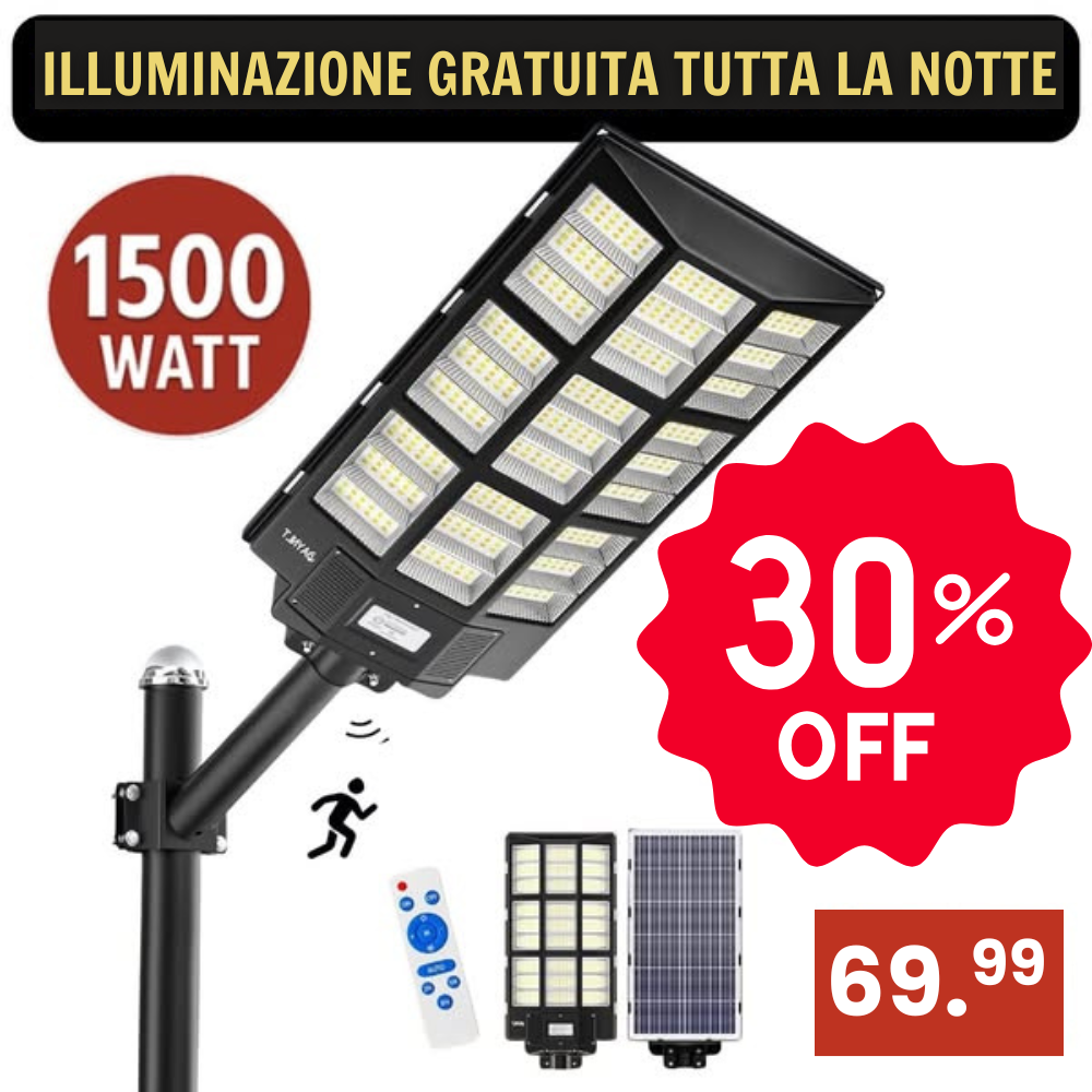 (30% DI SCONTO) Lampione solare per esterni a basso consumo da 17 ore