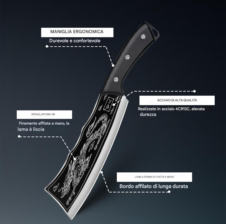 (OFERTA CALIENTE) Coltello Del Drago Nero Acciaio Al Titanio
